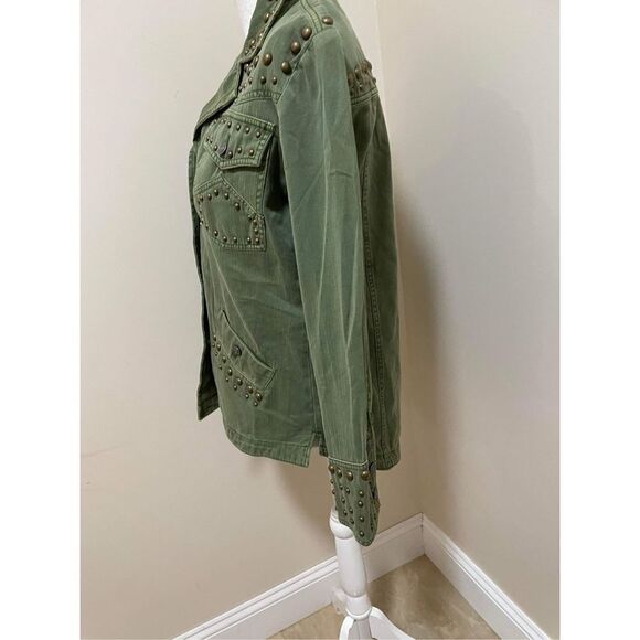 New Free People Rock and Stud Shirt Jacket Army Green Size XS - Picture 6 of 10